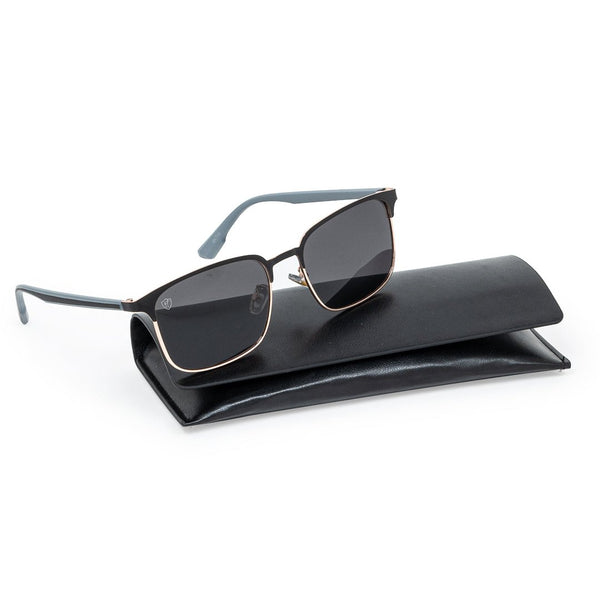 Black Golden Square Full Frame Metal Sunglass UV Protected & Polarized