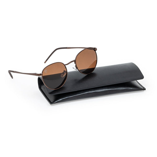 Brown Metal Round Full Frame Sunglass UV Protected & Polarized