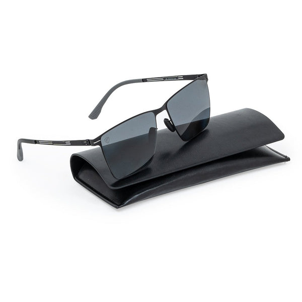 Thin Metal Black Full Frame Square Sunglass UV Protected & Polarized