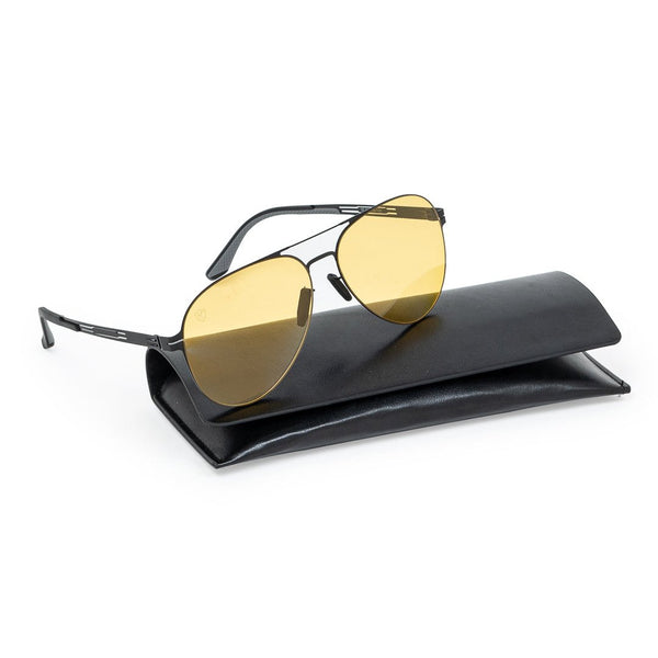 Thin Metal Full Frame Black Aviator Sunglasses UV Protected