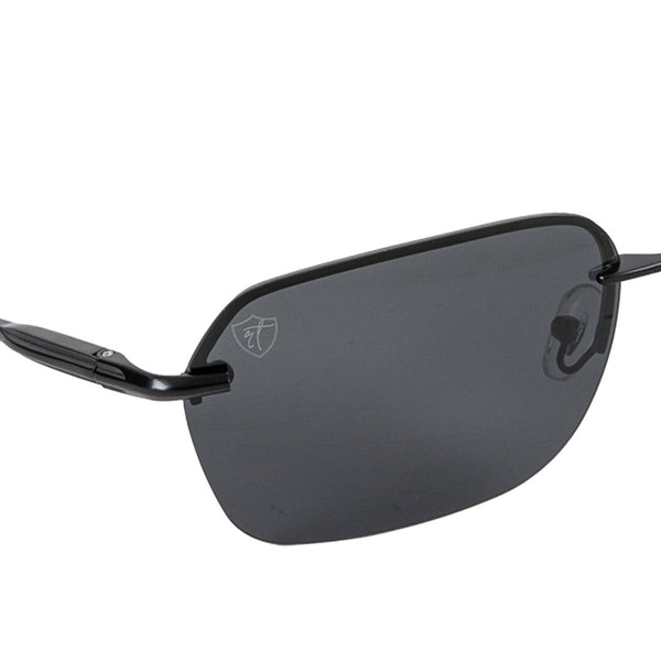 Black Rimless Rectangular Sunglass UV Protected & Polarized