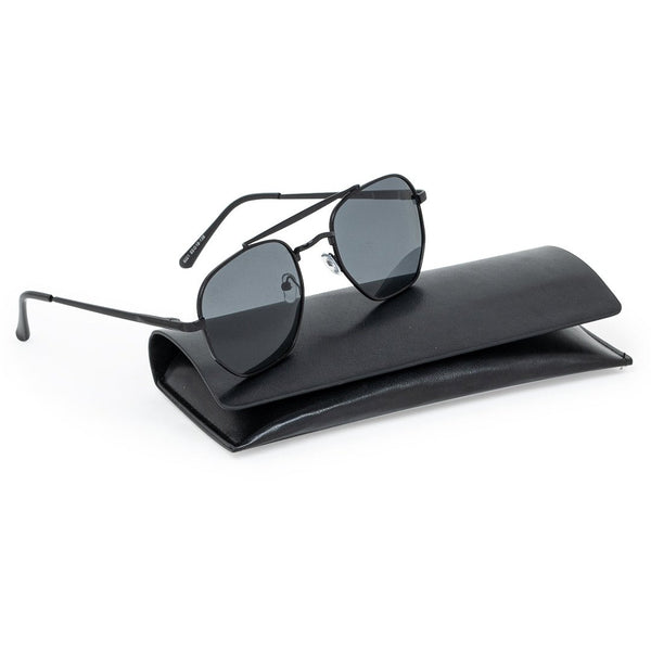 Black Metal Full Frame Hexagon Sunglass UV Protected & Polarized