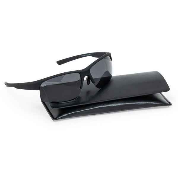 Matte Black Wrapround Half Frame Sheet Sunglass UV Protected & Polarized