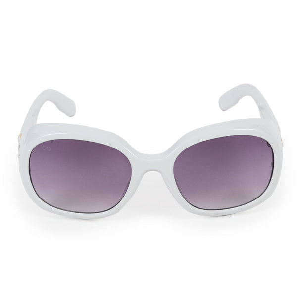White Oval Full Frame Sheet Sunglass UV Protected
