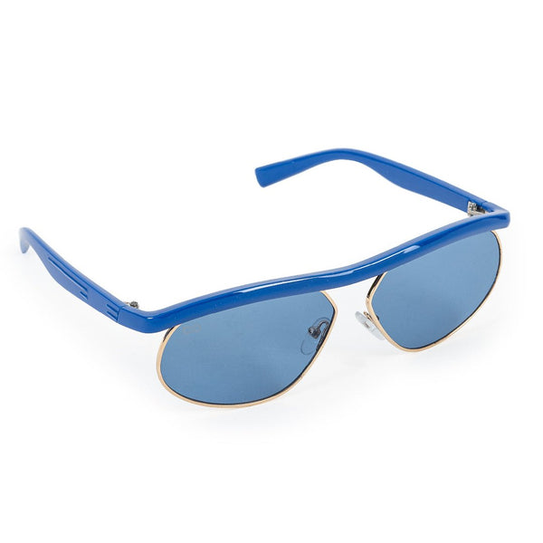 Blue & Gold Angular Full Frame Sheet Sunglass UV Protected